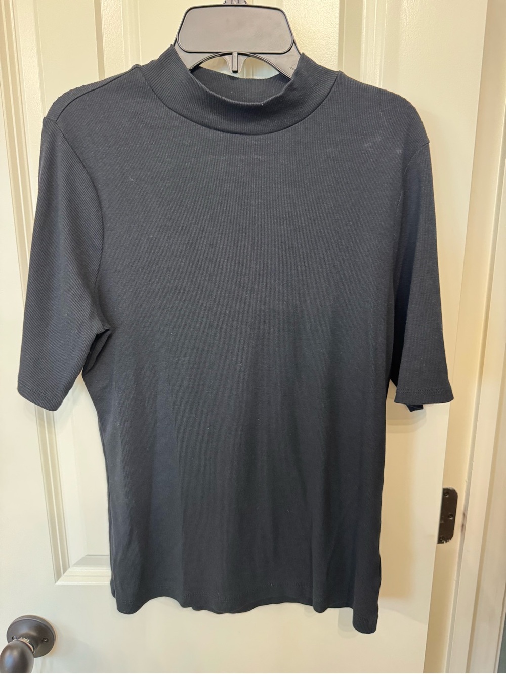 Madewell Black Short-Sleeve Mock Neck Tee